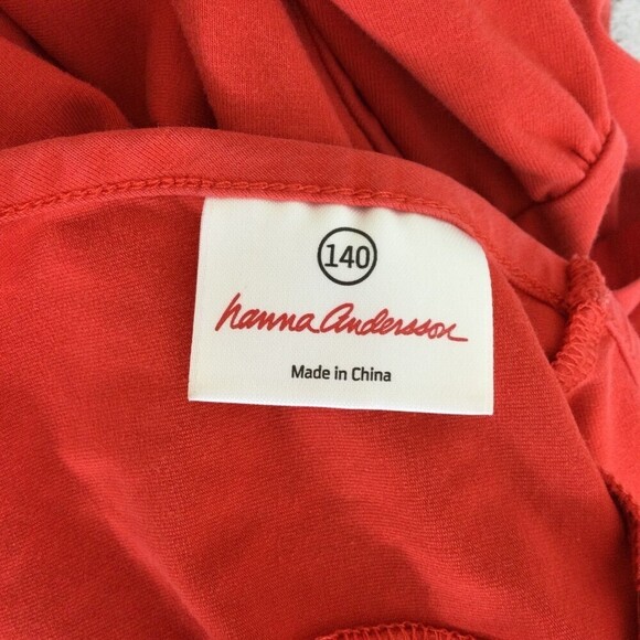 Hanna Andersson Girls Cotton Blend Short Sleeve Dress with Pockets Red 140 Sz M - Picture 5 of 7